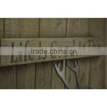 Animal Theme Black Deer Antique Decorative Wooden Hooks Wall Plaque With Saying photo-4