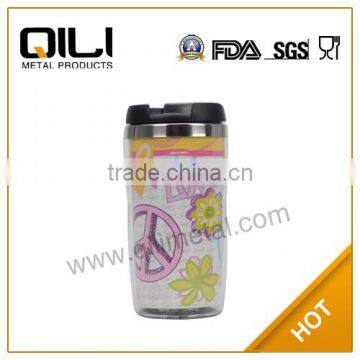 double wall plastic and stainless steel personalised water mug for kids