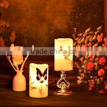 Color changing simulated flame battery candle 4 pack flameless led pillar candles