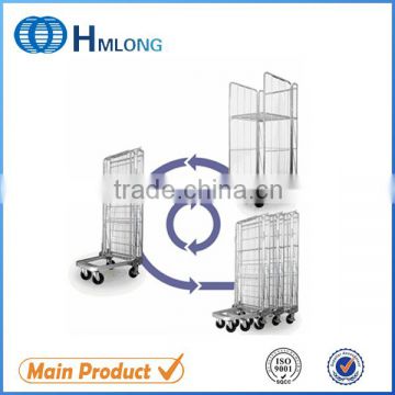 Galvanized steel storage 3 side foldable roll cage