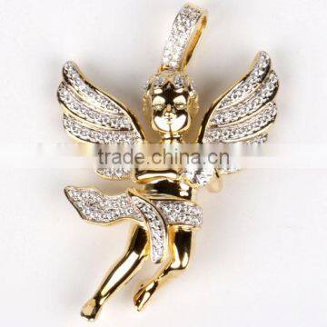 Hot Sales Hip Hop 925 Sterling Silver Angel Chain Pendant Necklace Jewellery