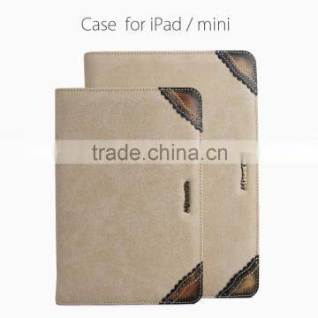 Best quality new design special pu&genuine leather case for ipad/mini