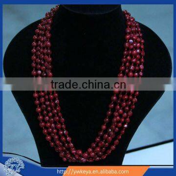 Fashion multi strand red coral beads necklace jewelry set