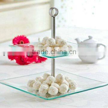 square glass cake stand