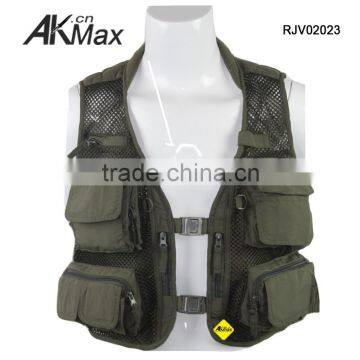 Government Issue Olive Military Style Fishing Vest With Multi Pocket