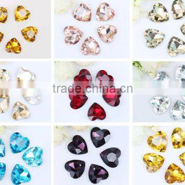 8MM to 27MM AAA Quality Colorful Wholesales Point Back Loose Shapes Heart Crystal Glass Beads for Jewelry Cloth Decorating Cheap