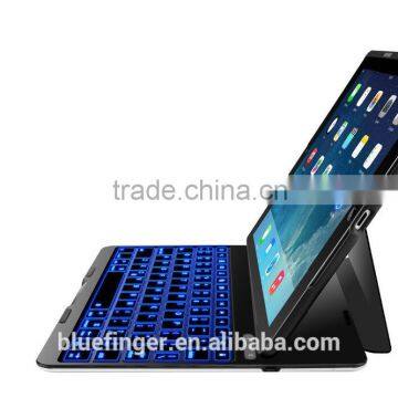 Backlit keys Leather case for iPad Air with 7 LED backlit color,Bluetooth backlit keyboard for iPad Air
