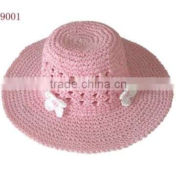 flower trim fruit kid straw hand weave hat