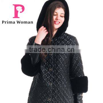 Winter Women Medium Length Embroidered Coat With Detachable Beaver Rabbit Skin Hat Overcoat photo-4