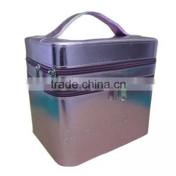 lOW PRICE unique custom cosmetic bags,multifunction makeup organizer,purple PU maleta de maquiagem