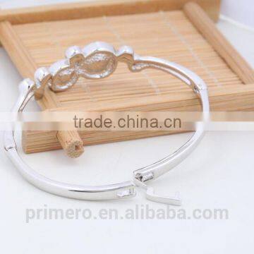 Fashion Silver Plated With Crystal Round Charms Bracelets Bangles Wedding Jewelry photo-6