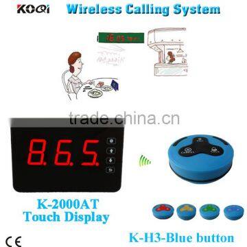 433.92mhz Smart Wireless call bell system H3 waterproof transmitter K-2000AT monitor