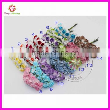 1.5-2cm head Multicolor two-tone Mulberry Paper Flower Bouquet Scrapbooking artificial rose flowers(120pcs)