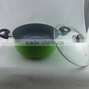 Elegant Aluminum Non Stick Coating Pressed/Forged Caldero With Two Ears and Glass Lid photo-2
