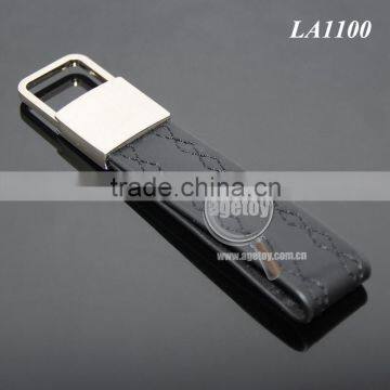 High Quality Promotional Black Genuine Leather Zinc Alloy Blank Metal Car Leather Keychain photo-5