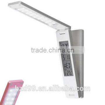 Fashionable USB Port Recgargeable Flexible Folding LED Table Lamp With Calendar Timer Temprature and Alarm Clock Functions photo-4