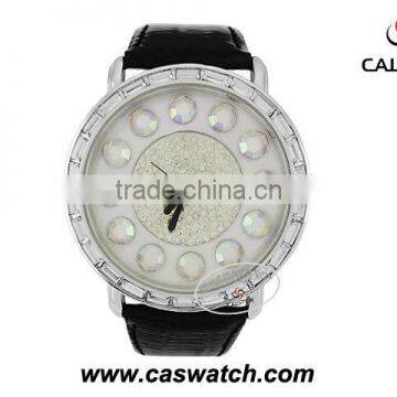 Big case ladies diamond watch woth crystal index