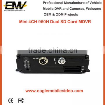 Mini 960H 4CH Dual SD Card Mobile DVR