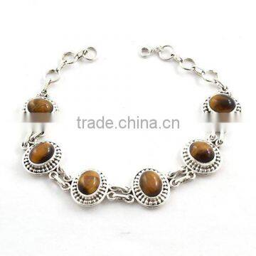 Tiger eye stone bracelet ethinc jewelry Indian semi precious jewelry wholesale semi precious bracelet sterling silver jewelry