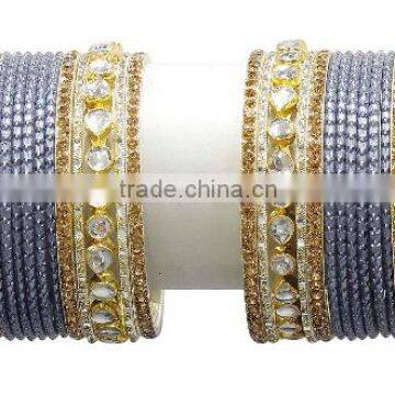 Party Wear Bollywood Bridal Designer Gold Plated Ethnic Bangles Set For Girls & Women photo-5