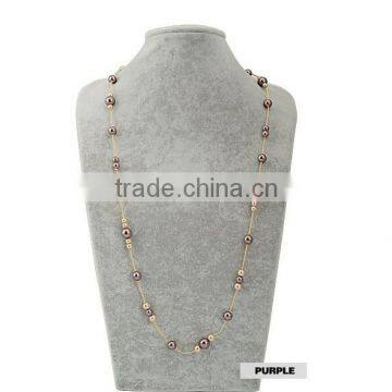 2014 delicate pearl long chain necklace