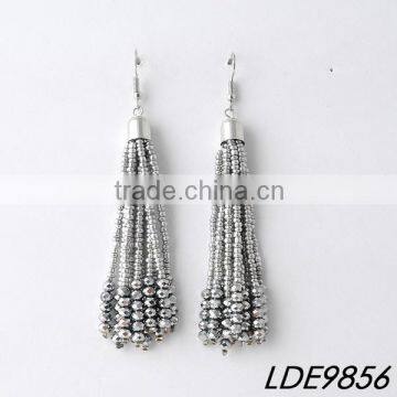 Silver round bead tassel fasion earrings