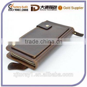 Coffee Real leather Wallet Purse Card Case Men Clutch Bag Hand Bag