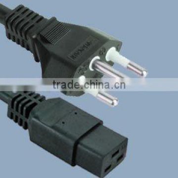 Brazil 3 pin plug to IEC320 C19 female with INMETRO approval