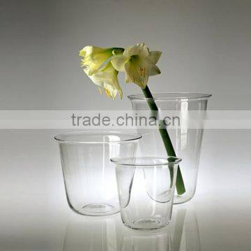 Open wide mouth leadfree clear high quality charger glass vase set unique design special model