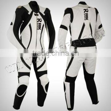 Motorbike Black & White Leather Suit Motorcycle Clothing Leather Racing Suit