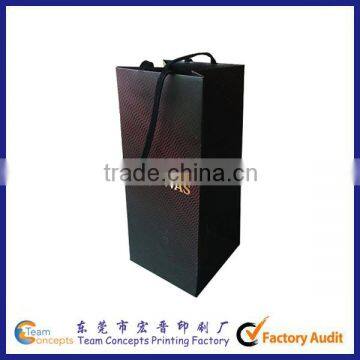 Custom printing wine packaging paper bag with cotton handle