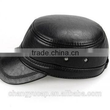 Haute Couture PU Flat Cap/Ear Protection Cap/Cotton-Padded Cap