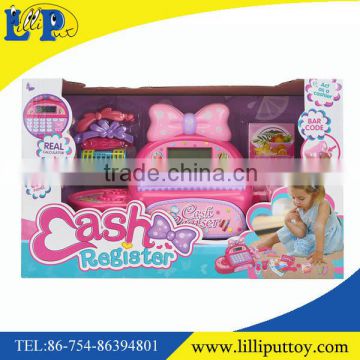 Hot educational pink play supermarket game cash register toy for kids