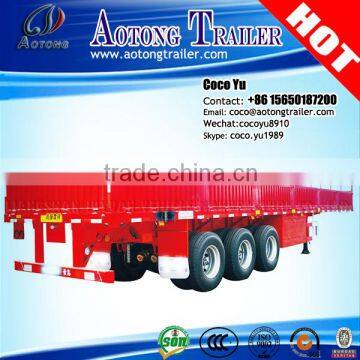 Juyuan special vehicle 3 axles side wall open flatbed bulk cargo semi trailer for sale