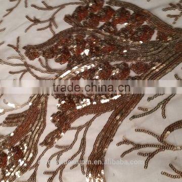 Cheap african lace sequin embroidery fabrics cord for evening dress