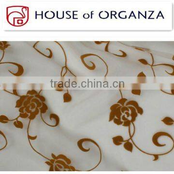 Flocking Organza Fabric for Home Decorations and Curtains