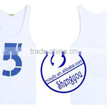 Custom Wholesale Polyester Cotton Mens Printed Stringer Tank Top
