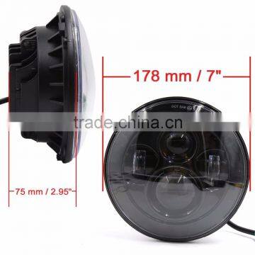 7" LED Headlight For Harley Daviddson Motorcycle Black Chrome Projector Daymaker HID LED Light Bulb JK Wrangler LED Headlamp photo-3