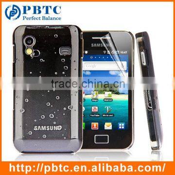 Set Screen Protector And Case For Samsung Galaxy Ace S5830 , Black Water Drop Hard Plastic Cell Phone Case Production