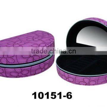 Purple half-moon jewelry box with mirror&velvet lining