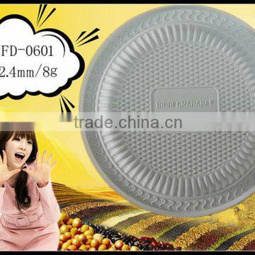 6 inch biodegradable plate, disposable cornstarch plate