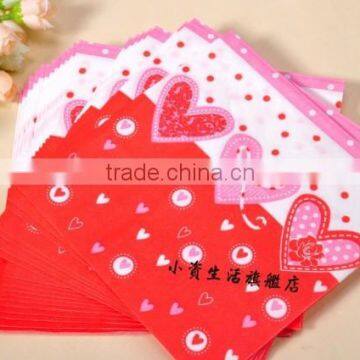 Red and Pink Heart Style Restaurant, Party, Eedding, etc Decoration Napkin 100% eco-friendly passed FDA/EN71