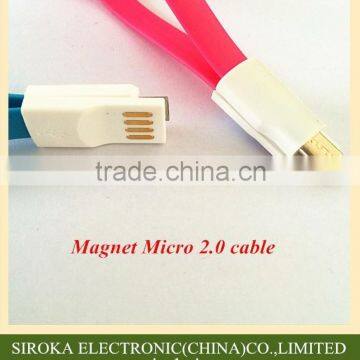 Tangle-free flat Magnetic micro usb 2.0 cable USB sync charger cable cord for Blackberry LG HTC