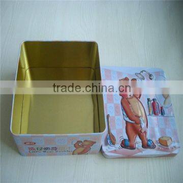 Wholesale Little Bear Bath Catoon Small Square Butter Cookies Tin photo-3