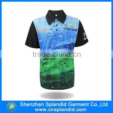 2015 new coming pattern design sublimated 100% polyester sports polo t-shirt small order