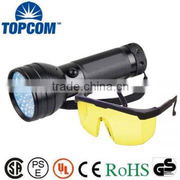 Safety Goggles 390nm 51 LED Purple Light UV Flashlight