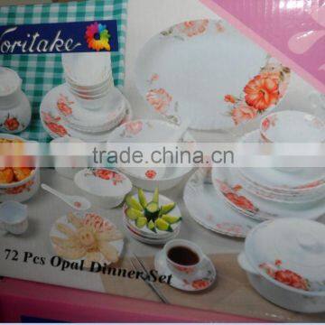 72pcs Spin Set Opal Glass Dinnerware Tableware