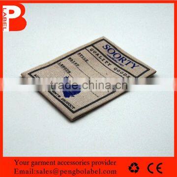 security holographic clothing label, cotton garment warning label