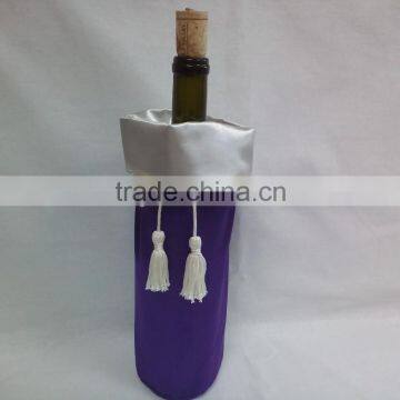 cheap purple satin drawstring wine bag promotional