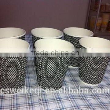 Ripple wall style corrugated insulated hot paper cup and lids